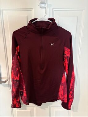 Under Armour Maroon Half-Zip Pullover with Red Accent Sleeves